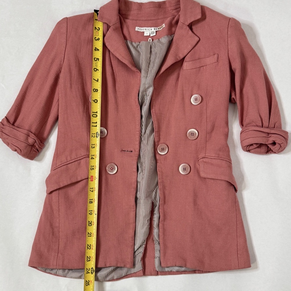 Veronica Beard Blazer Odile Dickey Pink Jacket Rosewood Double Breasted SZ 0 - Picture 12 of 16